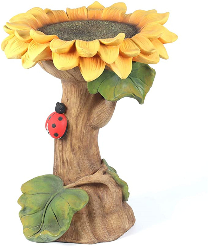 Miniature Garden Statue Resin Sunflower Bird Bath Bird Feeders Garden Decoration