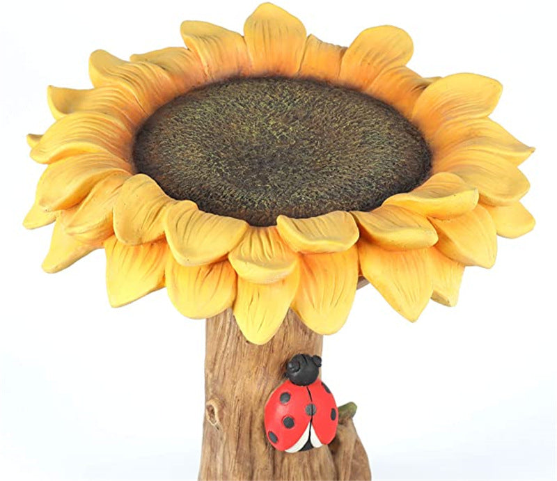 Miniature Garden Statue Resin Sunflower Bird Bath Bird Feeders Garden Decoration