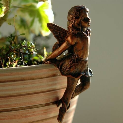 Angel Girl Hanging Cup Resin Decoration Fairy Combination Flower Basket Edge Decor for Garden Design Plants Pot Hugger Ornaments