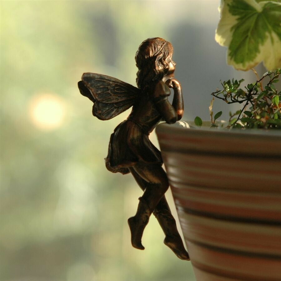 Angel Girl Hanging Cup Resin Decoration Fairy Combination Flower Basket Edge Decor for Garden Design Plants Pot Hugger Ornaments