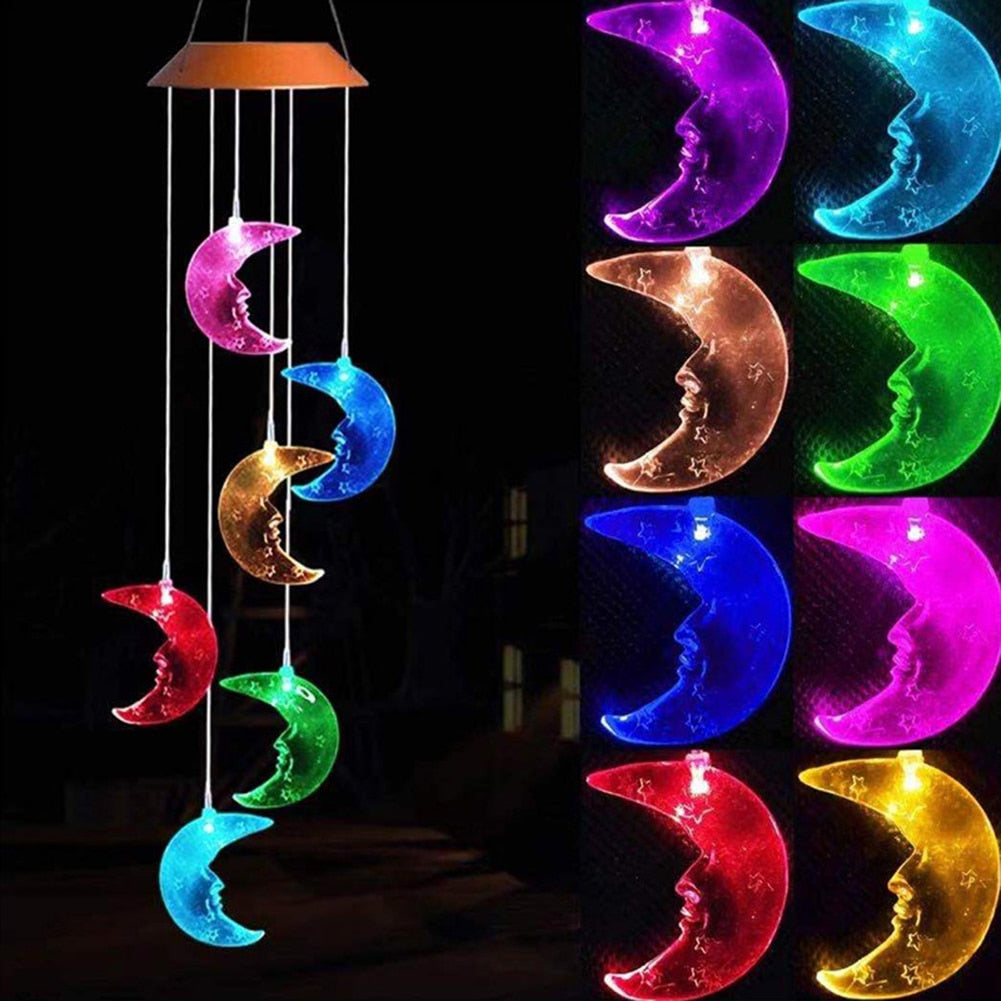 6LED Solar Power Changeable Light IP65 Waterproof Colorful Butterfly Wind Chime Lamp for Home Outdoor Garden Yard Decoration