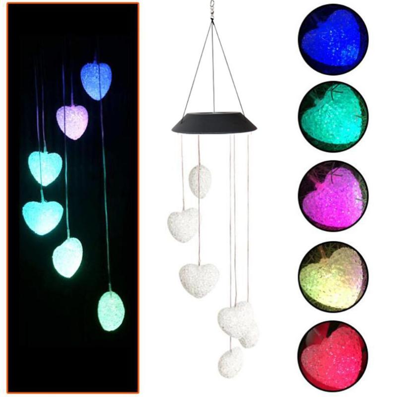 6LED Solar Power Changeable Light IP65 Waterproof Colorful Butterfly Wind Chime Lamp for Home Outdoor Garden Yard Decoration