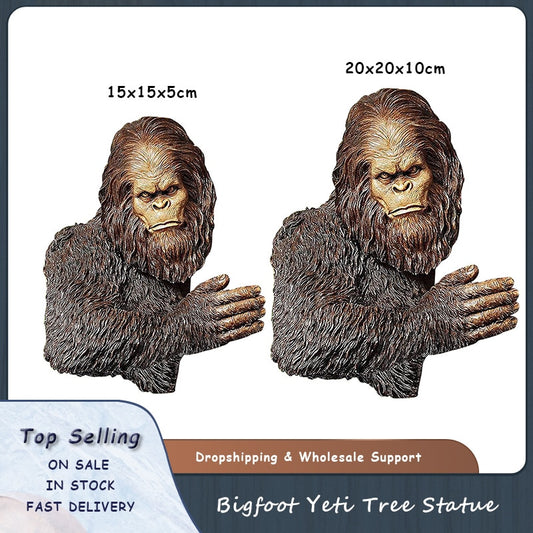 Bashful Bigfoot Tree Statue Whimsical Cartoon Orangutan Sculpture Tree Garden Yard Art Tree Garden Decoration Dropship